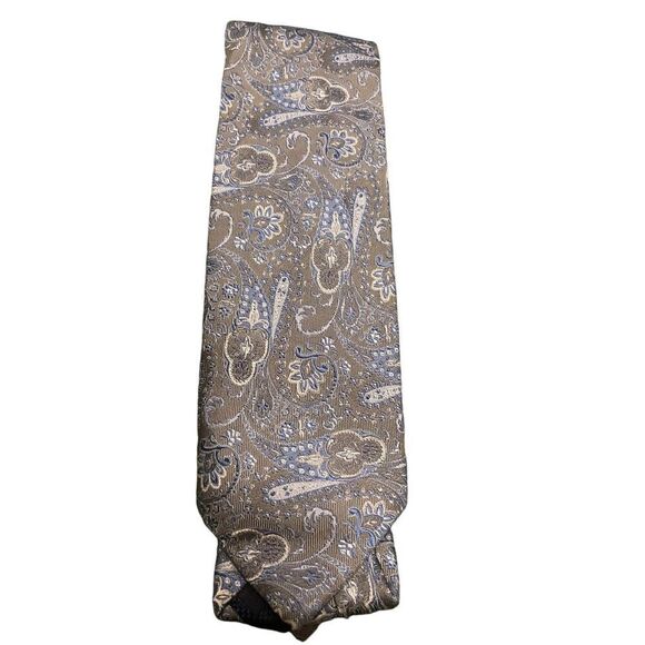 NWT David Donahue Paisley Silk Italian Handmade Neck Tie Gray Blue - Picture 1 of 14